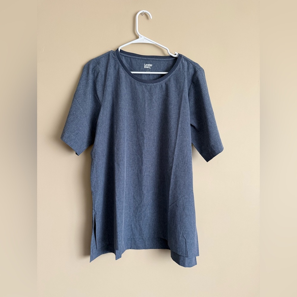 Lands' End Blue-Gray Short Sleeve Scrub Top Women’s Medium